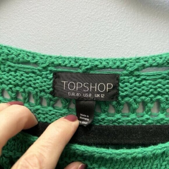 Women 8 Crochet Knit Sweater Green Holiday Cottagecore Fairy Preppy Whimsigoth - Picture 5 of 16